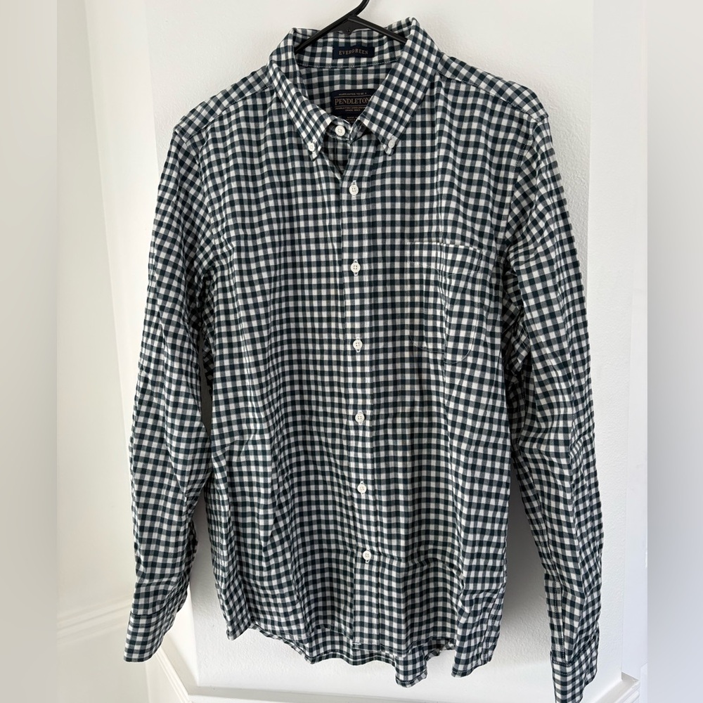 Pendleton Wool button down shirt long sleeve size large dark evergreen